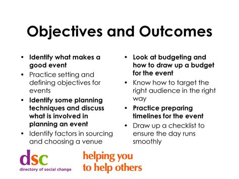 objectives of charity event